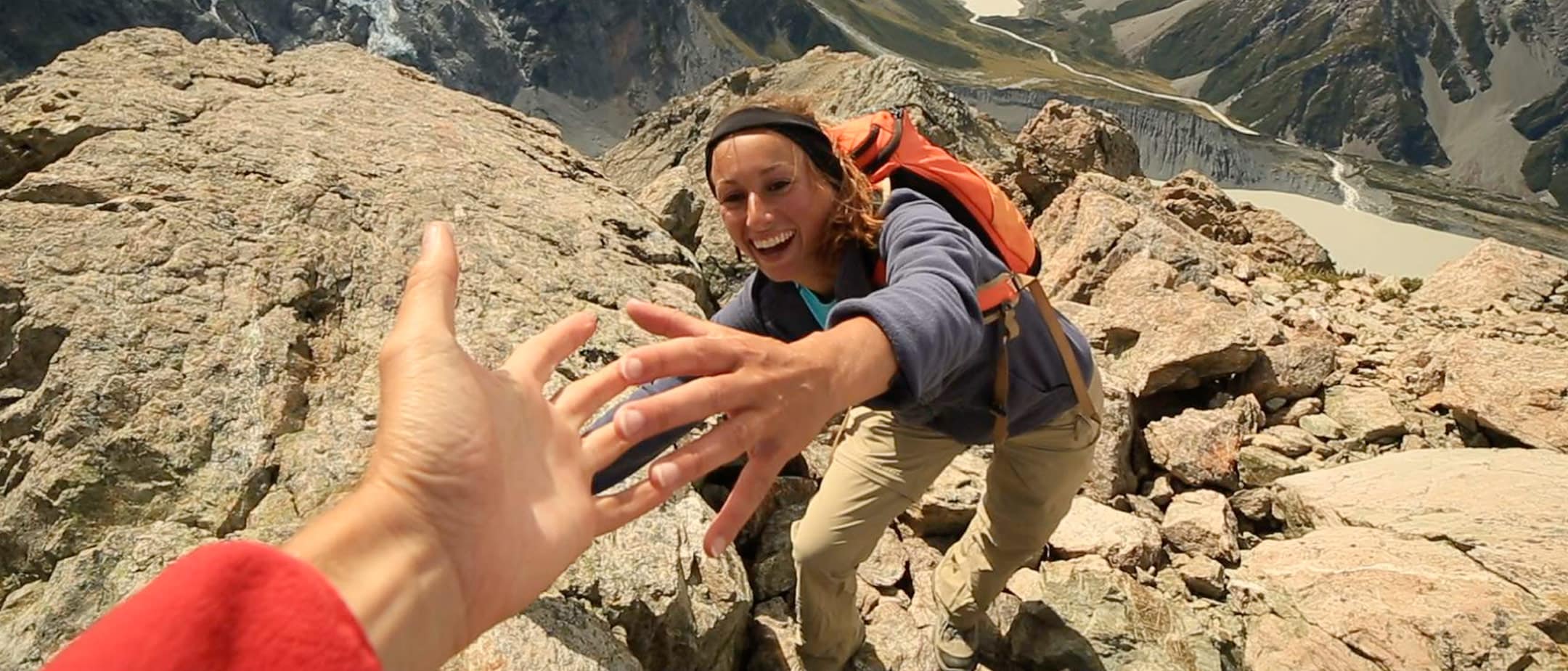 Woman extending a hand